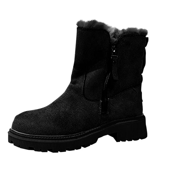 Xfvqtps Thermal Winter Boots for Women Warm Furry Lined Mid Calf Boots Waterproof Snow Shoes Non Slip Sole Outdoor Hiking Booties Comfortable