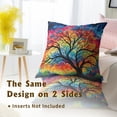thumbnail image 6 of Watercolor Artistic Tree Pillow Covers - Colorful Tree Painting Pillowcases 16x16 Set of 2 Nature Forest Plant Throw Pillows Cover Rainbow Cushion Case for Home Sofa, 6 of 6