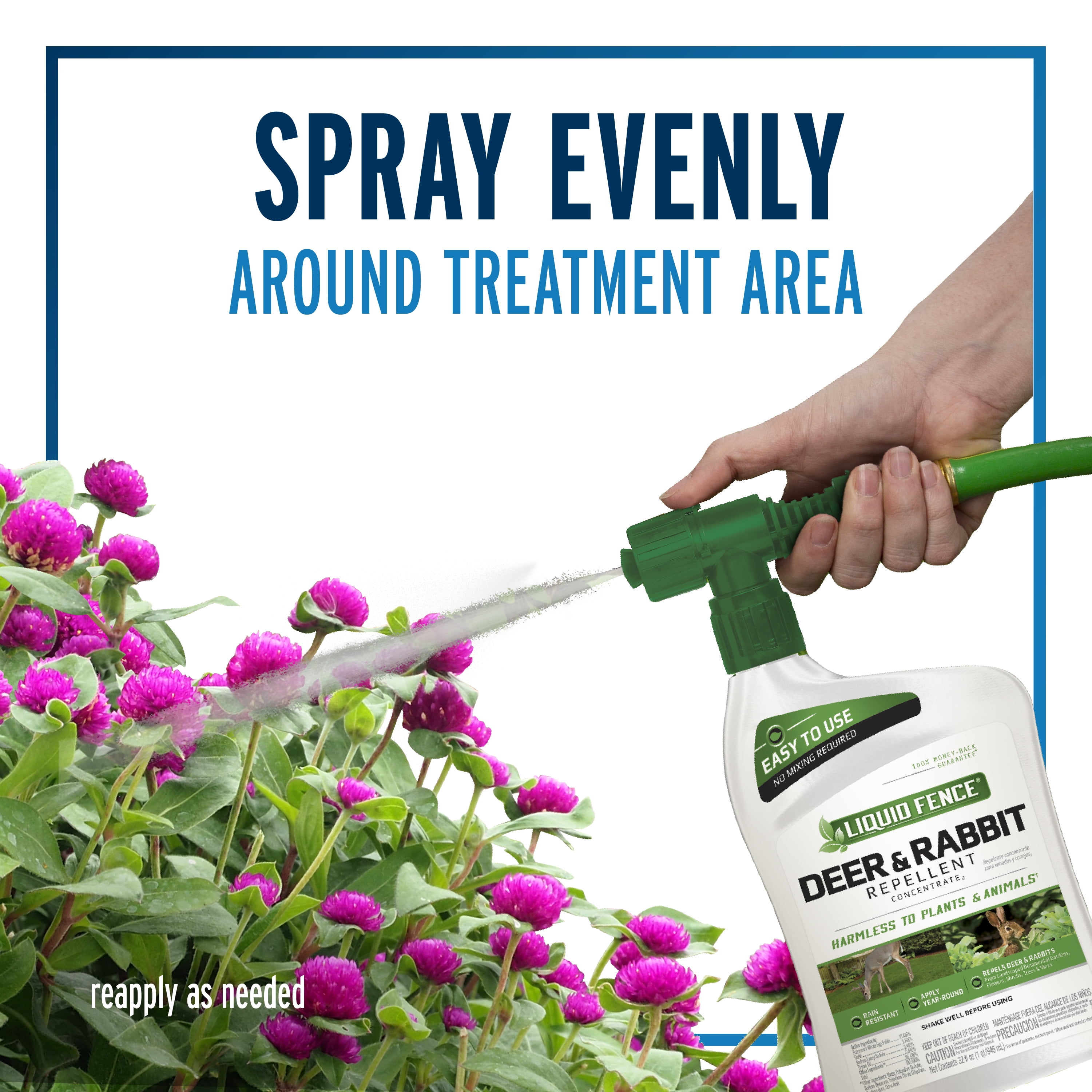 Liquid Fence Deer And Rabbit Repellent Concentrate, Hose-End Sprayer, 32 Ounces
