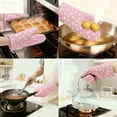 thumbnail image 2 of Unique Bargains Soft Heat-Resistant Cotton Oven Mitts 2 Pcs Pink 10.2x5.5 Inch, 2 of 6