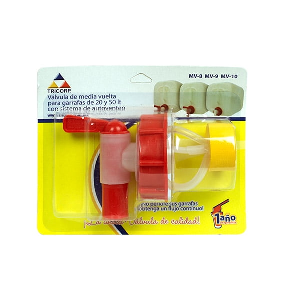 VALVULA, LLAVE O GRIFO DE MEDIA VUELTA CON TAPA 61MM PARA GARRAFA 20 A 50 LITROS TRICORP MV-9