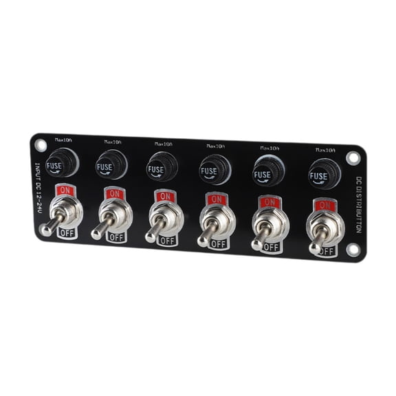 funtasica Bilge Pump Control Switch Panel Rocker Switch 6 Easy to Install 12V 24V Black Marine Switch Panel for Cars Boat