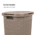 thumbnail image 5 of Mind Reader 60L Slim Laundry Hamper, Clothes Basket, Lid, Wicker Style, Plastic, 17.65"L x 13.75"W x 24.15"H, Set of 2, Tan, 5 of 9