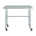 thumbnail image 2 of AmGood 48" Long x 18" Deep Stainless Steel Work Table With Open Base and Wheels | Mobile Metal Table, 2 of 6