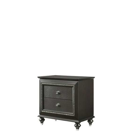 Bowery Hill 2 Drawer Nightstand in Metallic Gray