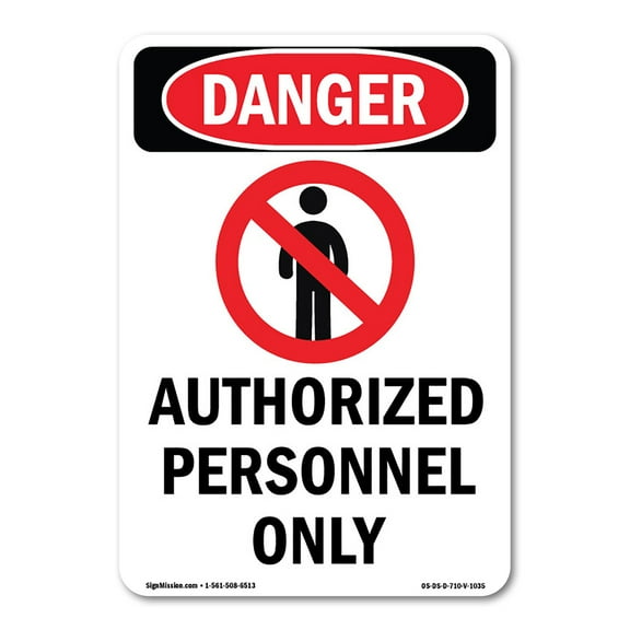 SignMission OS-DS-D-35-V-1035 OSHA Danger Sign - Authorized Personnel Only