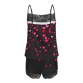 thumbnail image 5 of Womens Cami Pajama Sets Cute Print Tank Top Pjs and Shorts Camisole Lounge Set Sexy Lace Trim Sleepwear, 5 of 5