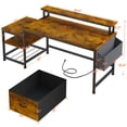 thumbnail image 2 of Exenoray 56.5" Computer Desk with Fabric File Drawers Cabinet, Reversible Home Office Desks with Power Outlets for Home Office, Rustic Brown, 2 of 7