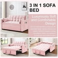 thumbnail image 3 of ShiKeyi 3 in 1 Convertible Sleeper Futon Sofa Bed, 55" Pull Out Sofa Bed with Storage Pocket/Side Pocket/2 Pillows for Living Room, Pink, 3 of 5