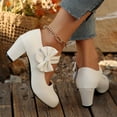 thumbnail image 7 of Willtoo Women's Platform Mary Jane Pumps with Bow, Closed Toe Chunky Heels Dressy Shoes Casual Daily Cute Heels, 7 of 7