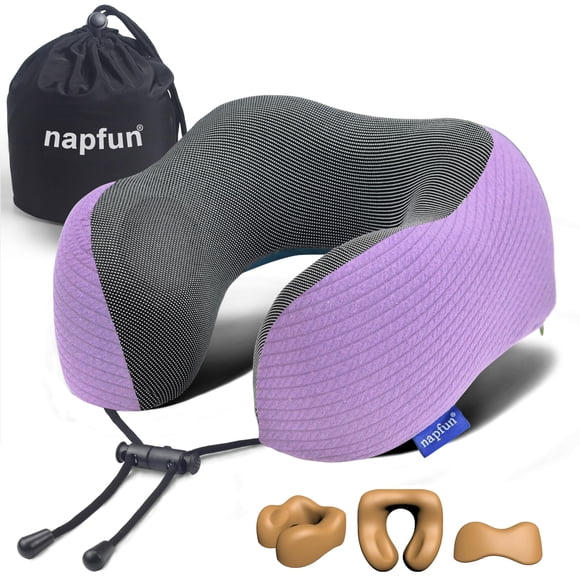 Almohada cervical de viaje napfun con soporte para la barbilla de espuma viscoelástica