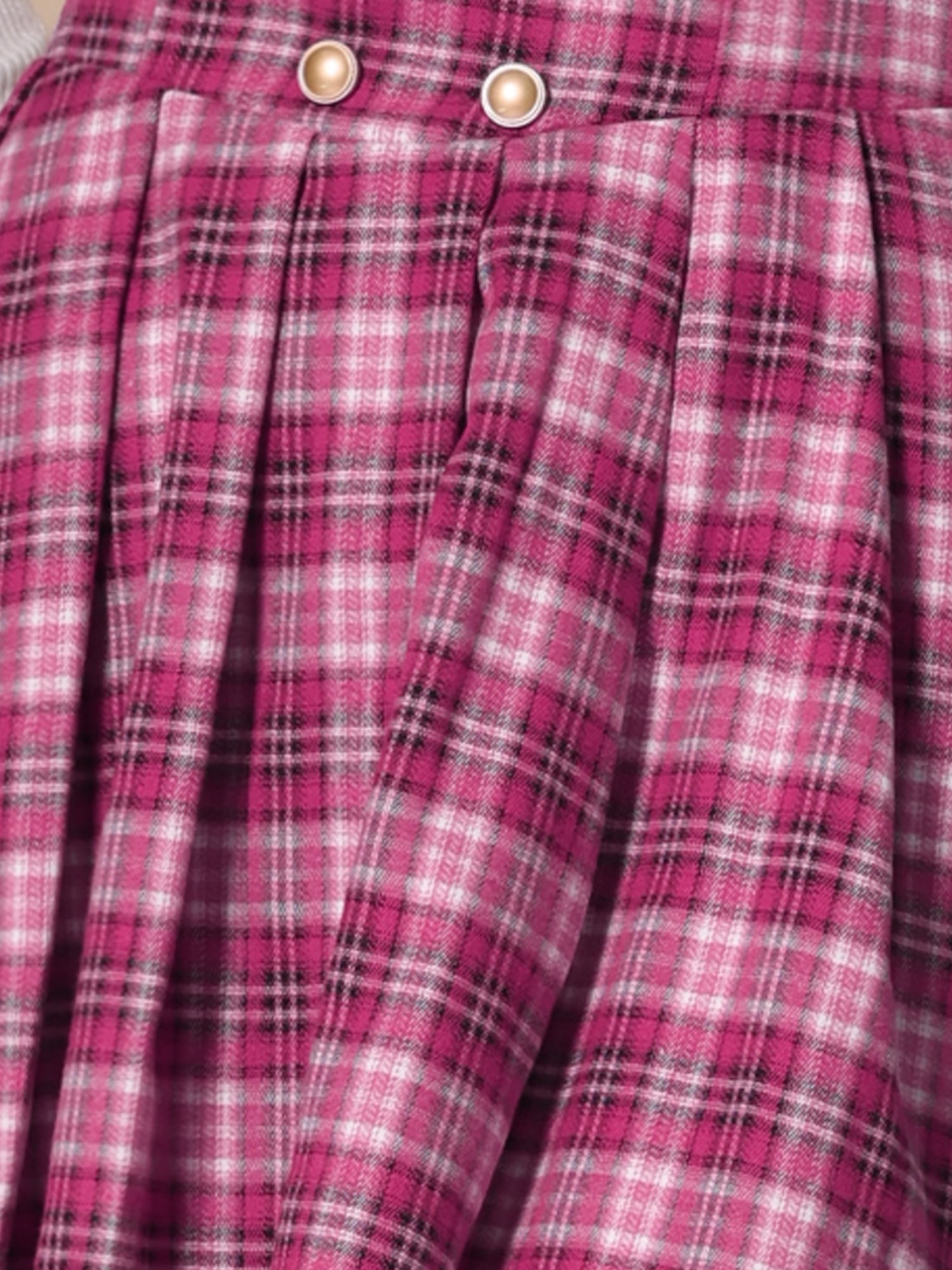 DARING DIVA Women's Plaid Tartan A-Line Buffalo Pleated Skirts L Pink White