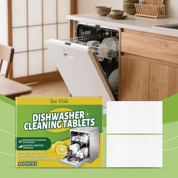 Dishwasher Cleaner and Deodorizer Tablets, Descaler Removes Limescale and Odors, 30 Count