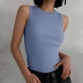 thumbnail image 4 of JJHGVB Knit Tube Top Women's Casual Halter Tank Casual Sleeveless Pullover Tank Fitted Tank Tops for Women Sleeveless Halter Tops Going Out Women Summer Halter Blue A, 4 of 5