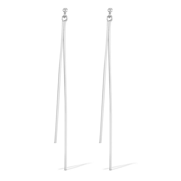 Minimalist Inspired Thin Strands Sterling Silver Dangle Earrings