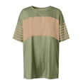 thumbnail image 5 of GEWSEY Summer Tops Trendy Oversized 2025 Crewneck Casual Color Block Striped Womens Shirts Blouses (Army Green, XXL), 5 of 7