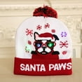 thumbnail image 2 of Light Up Christmas Hat LED Christmas Beanie with 6 Colorful Lights, Cute Santa Paws Cartoon Dog Xmas Knitted Hat for Adults and Kids New Year and Xmas Supplies (Red)(1pcs), 2 of 3