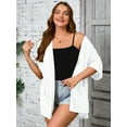 thumbnail image 5 of SHOWMALL Women Plus Size Summer Kimono Sides Slit White 3X Lightweight Cardigan with Pockets Drape Beach Cover Up, 5 of 7