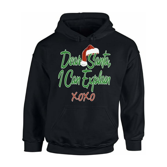 Awkward Styles Dear Santa I Can Explain XOXO Christmas Sweatshirt Christmas Hoodie Santa Hat Christmas Sweater Christmas Sweatshirt for Men for Women Santa XOXO Christmas Hooded Sweatshirt