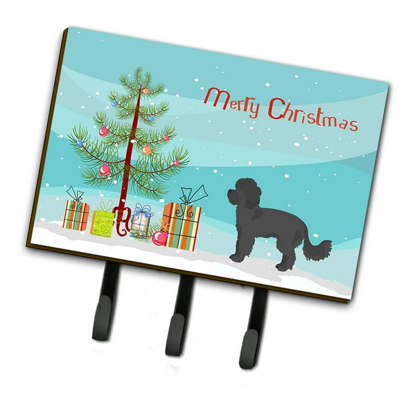 Black Maltipoo Christmas Tree Leash or Key Holder