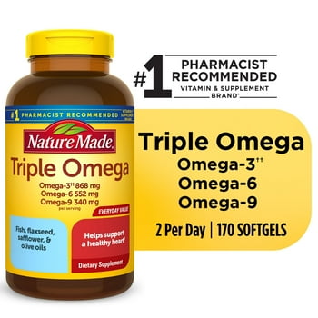 Nature Made Triple Omega 3 6 9 Softgels, Dietary Supplement, 170 Count