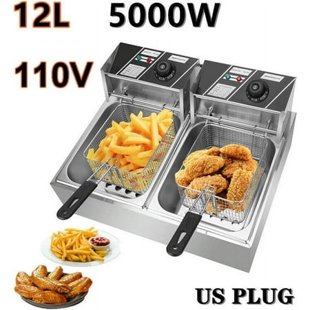 

Miumaeov Stainless Steel Deep Fryer with Frying Baskets and Lid 12.7QT/12L Capacity Countertop Deep Fryer Frying Machine