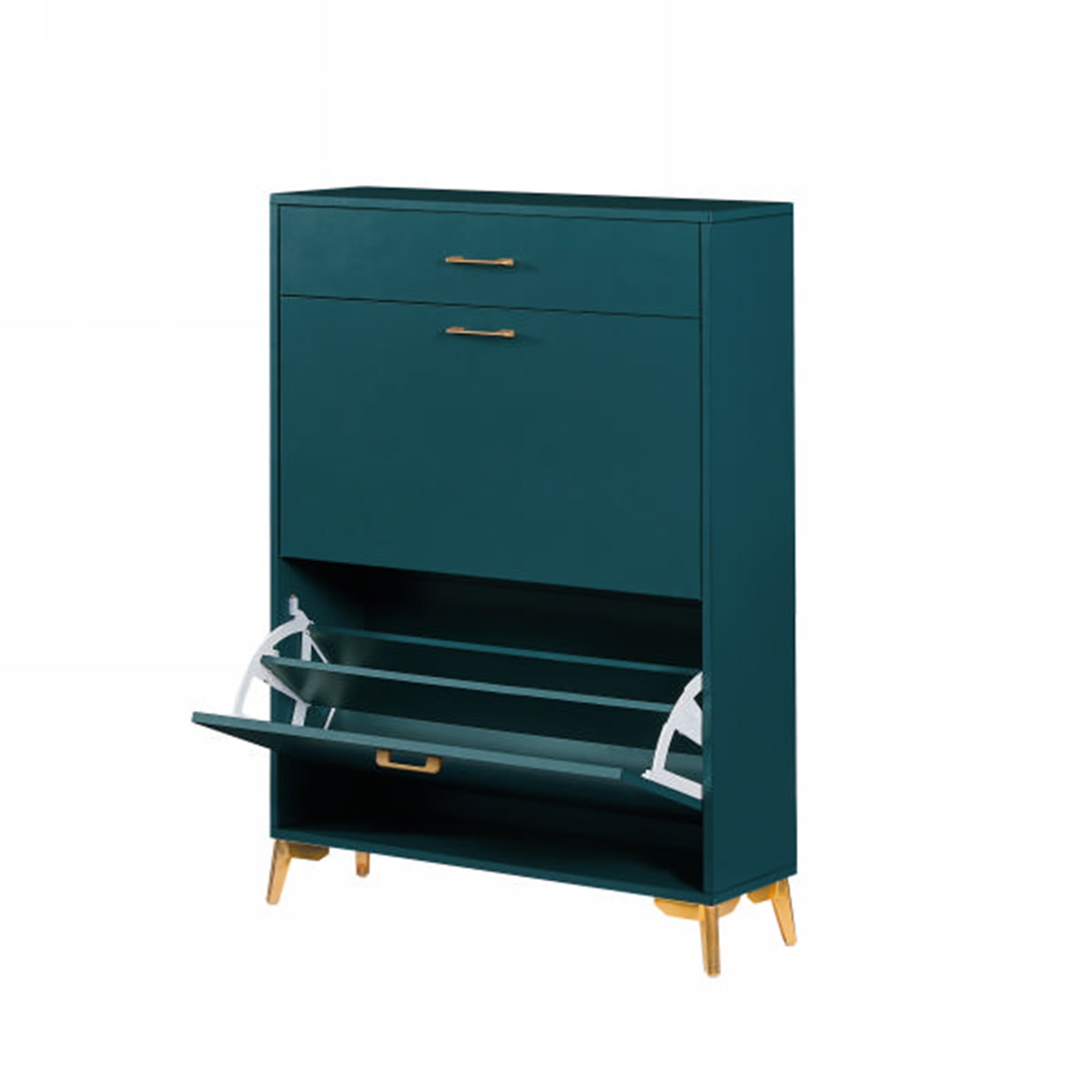 Kadyn 43.00"H Shoe Cabinet, Freestanding Shoe Rack Storage Organizer with Drawer, Entryway Shoe Storage Organizer, Green Kadyn 43.00"H Shoe Cabinet, Freestanding Shoe Rack Storage Organizer with Drawer, Entryway Shoe Storage Organizer, Green