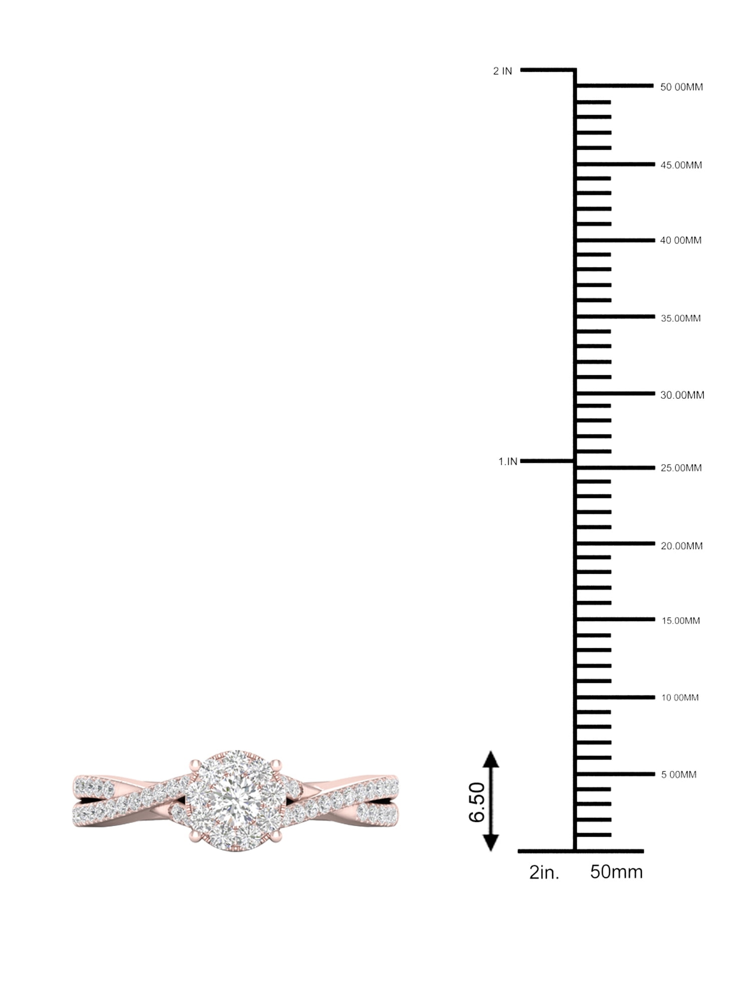 1/2 Carat T.W. Diamond 10kt Rose Gold Criss Cross Engagement Ring