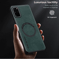 thumbnail image 3 of Allyetch Magnetic Back Case Cover for Samsung Galaxy S20 Plus, Slim Fit Back Cover PU Leather TPU Bumper Anti-Scratch Compatible with Car Mount Shockproof Phone Case for Galaxy S20 Plus, Green, 3 of 10