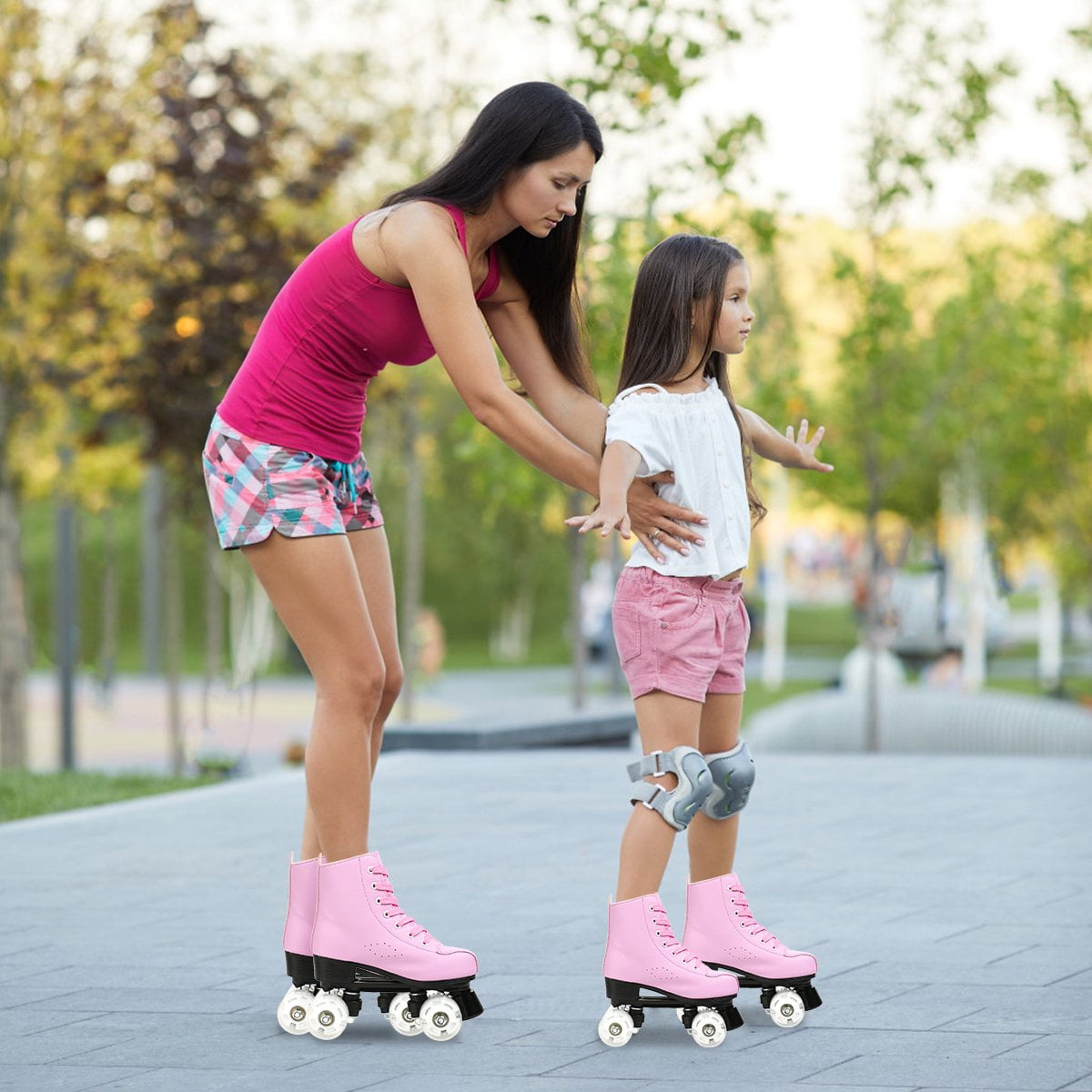EONROACOO Pink Roller Skates for Girls Boys, Light up Wheels Teen Kids Skates,Youth 1