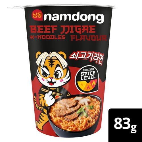 Namdong Beef Jjigae Korean-style Noodle Pot 83g, British Import (Pack of 2)