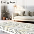 thumbnail image 2 of ODIKA 4x6 Machine Washable Non-Slip Area Rug, Modern Chevron Stream with Minimalist Motifs High Traffic Rug with Pad, White, 570438, 2 of 8