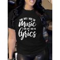 thumbnail image 1 of Music Letter Print T-shirt, Short Sleeve Crew Neck Casual Top For Summer & Spring, Women's Clothing Tee For Adult, Men, Women, Teen, Teenager, Adolescent, Youth, 1 of 5