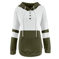 thumbnail image 4 of Mujeres Casual Pullover Patchwork Botón Abajo Sudaderas Con Cordón Manga Larga Con Capucha Bolsillo Blusa Tops Sudaderas Fridja ghj987+6704, 4 of 5