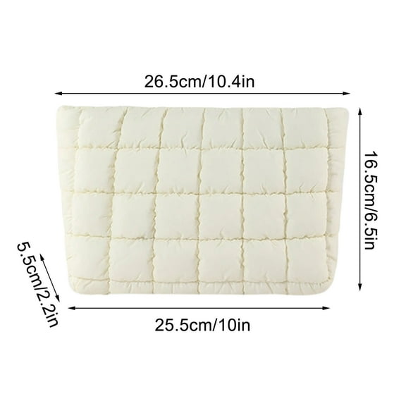 Luoshdecor Puffy Quilted Makeup Bag for Women,Cute Toiletry Checkered Pouch Aesthetic Travel Makeup Brushes Organizer