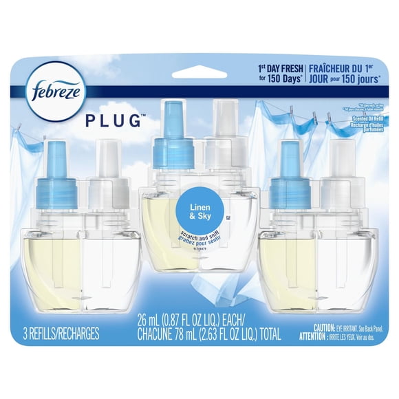Febreze Odor-Eliminating Fade Defy PLUG Air Freshener Refill, Linen & Sky