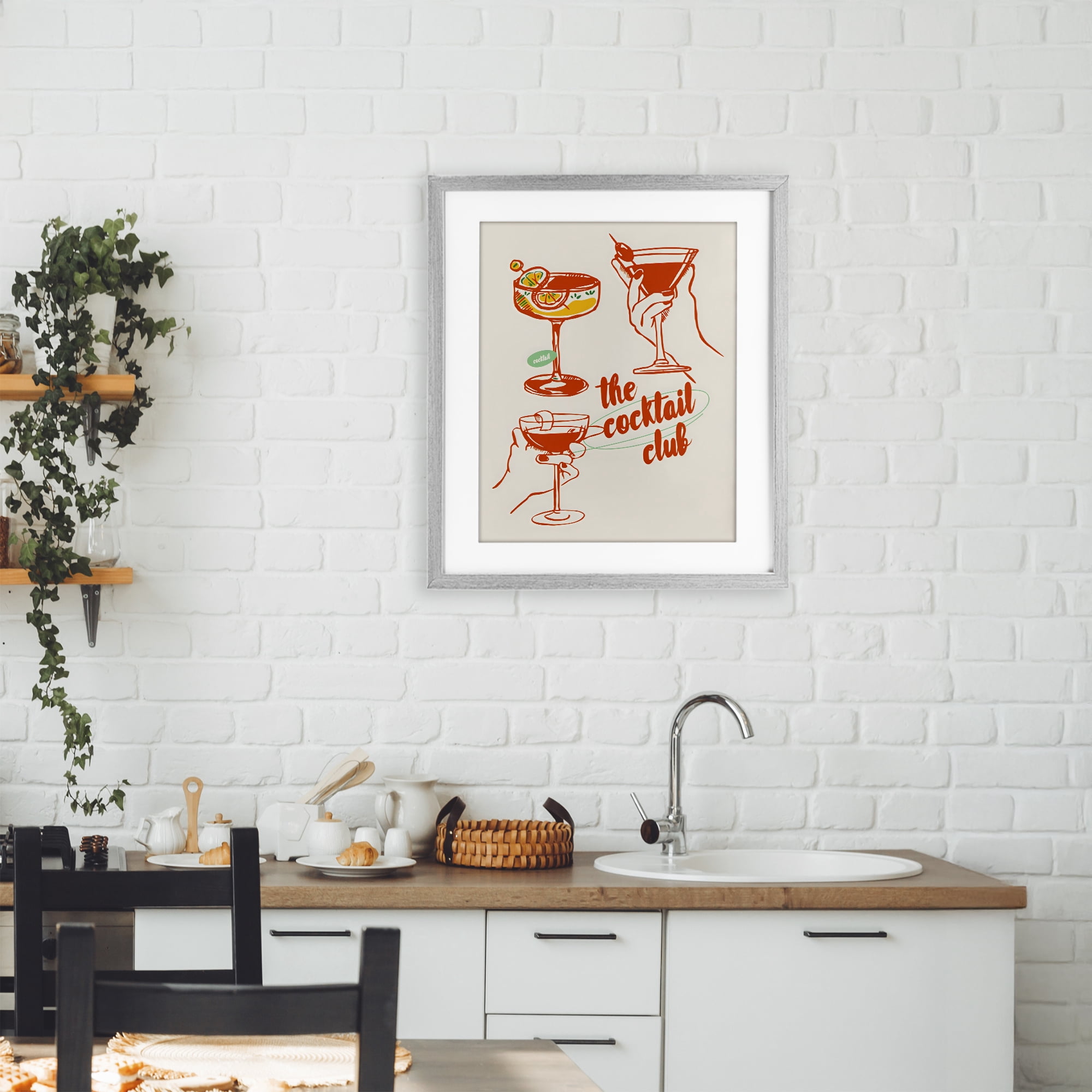 Stupell Industries Cocktail Club Toasting Glasses Gray Framed Print Under Glass, design by The Prints Vibe