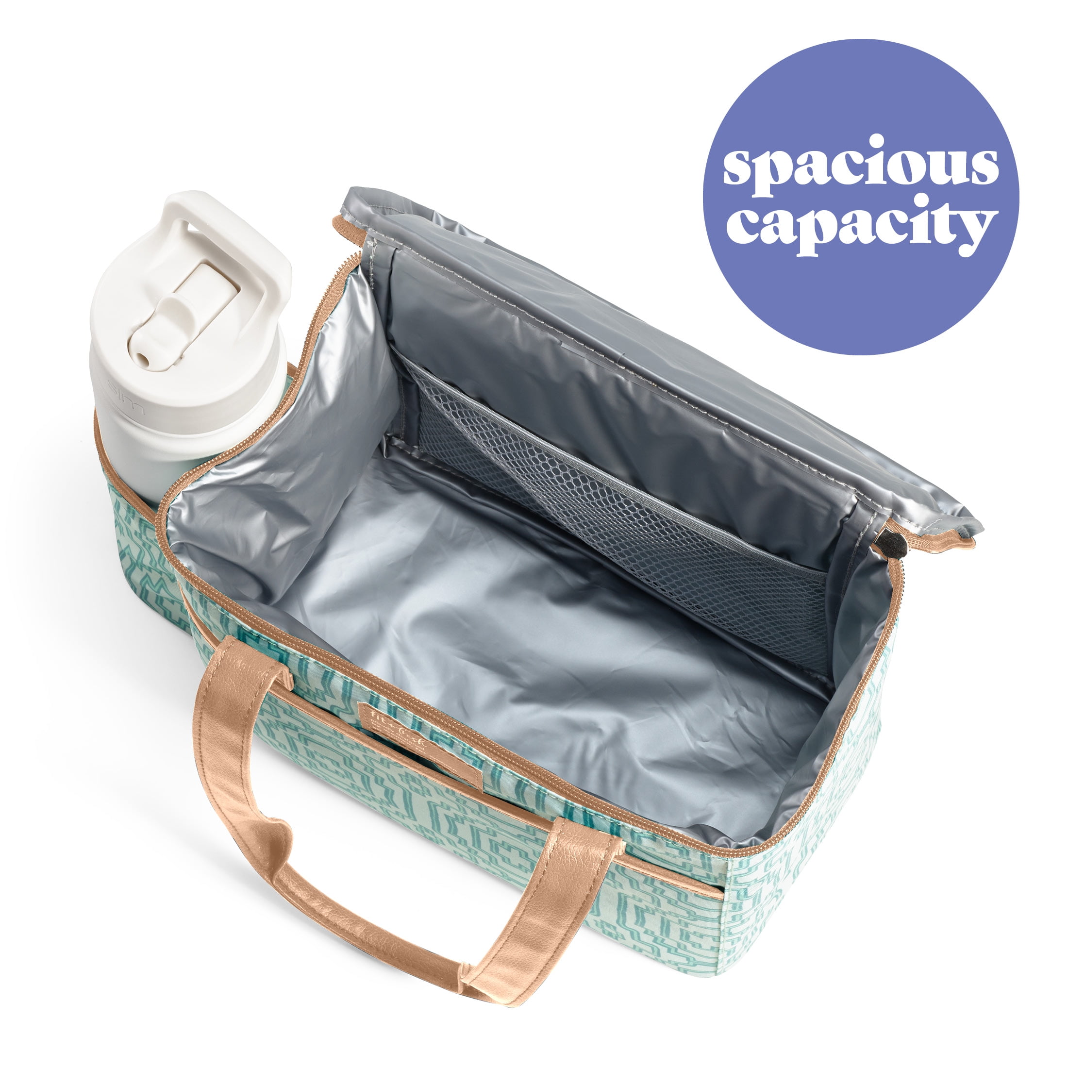 Fit & Fresh Mapleton Lunch Bag for Women, Lunch Cooler Tote, Reusable Insulated Lunch Bag, Art Deco Greeen