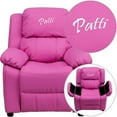 thumbnail image 2 of Personalized Deluxe Padded Hot Pink Vinyl Kids Recliner with Storage Arms, 2 of 2