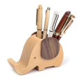 thumbnail image 1 of Portalápices de madera con forma de elefante, organizador de escritorio con soporte para teléfono móvil, 1 of 5