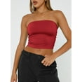 thumbnail image 2 of Women's Strapless Bandeau Double Layered Basic Casual Tube Top, 2 of 6