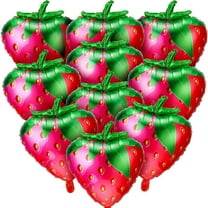 10Pcs Strawberry Balloons Strawberry Foil Mylar Balloons for Girls Strawberry Birthday Party