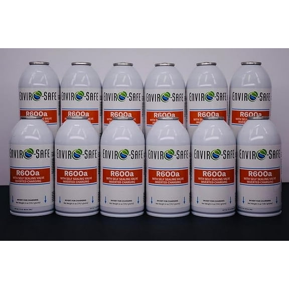 R600a Refrigerant - Case of 12 6oz Cans - Self Sealing- R600a for HVAC for Use