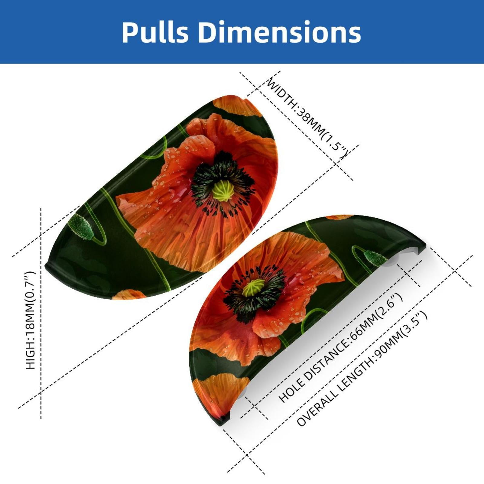PhooArto 6 Pcs Cup Drawer Pulls, Poppy Flowers Shell Shape Handles Cabinet Knobs for Dresser Cupboard Closet Wardrobe with Screws