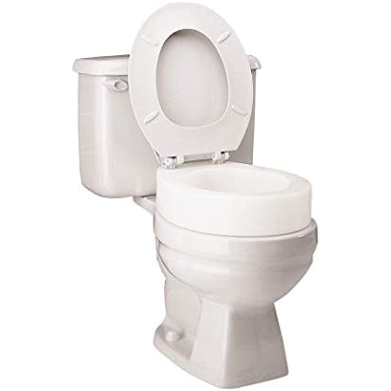 Carex Toilet Seat Riser, Elongated Raised Toilet Seat Adds 3.5 inches to Toilet Height, for