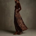 thumbnail image 4 of Delconic Women's Round Neck Long Sleeve Top & High-Waisted Maxi Skirt Set Brown L, 4 of 6