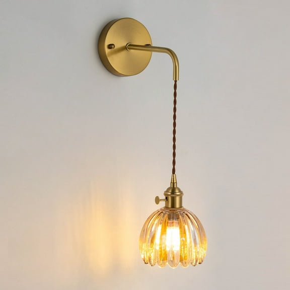 Flower Wall Lamp, Flower Shape Vintage Wall Sconce, Wall Mounted Lamp 85-265V Gold, Tawny Floral Wall Lamp