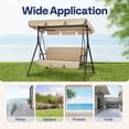thumbnail image 5 of VIVOHOME 3 Seat Porch Swing Chair with Converting Canopy&Removable Cushion, Cushioned Steel Frame Porch Canopy Swing Chair, Swing Glider Hammock for Patio, Garden, Beige, 5 of 13