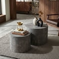 thumbnail image 4 of Nesting Coffee Table Set of 2 Round Wooden Tables - Modern Stone Gray, 4 of 9