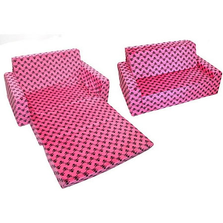 Full-Size Minky Flip Sofa, Hot Pink Skull